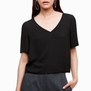 Aritzia Babaton Randy Black V-
Neck Blouse size xs